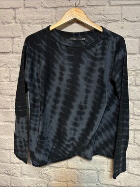 Prana Juliana Black and Blue Animal Print/Tie-Dye Long Sleeve Sweater